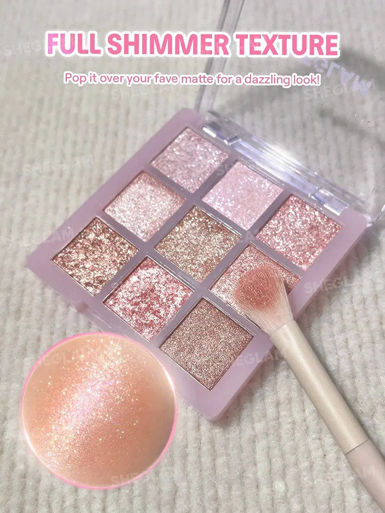 Sheglam 9 Pan Eyeshadow Palette, Glimmer & Gleams