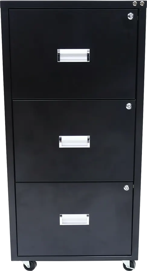 Shannon Metal Icon, 3 Drawers with 3 Keys, Black