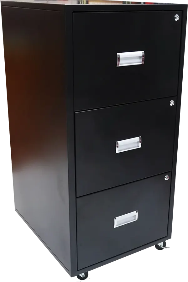 Shannon Metal Icon, 3 Drawers with 3 Keys, Black