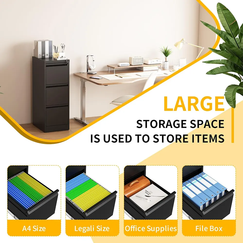 Shannon filing cabinet, 3 drawers, metal, gray