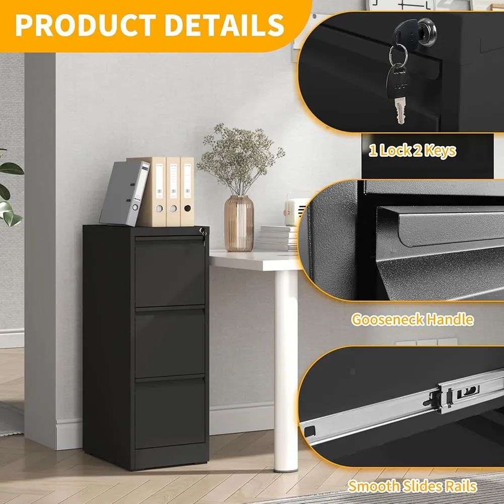 Shannon filing cabinet, 3 drawers, metal, gray