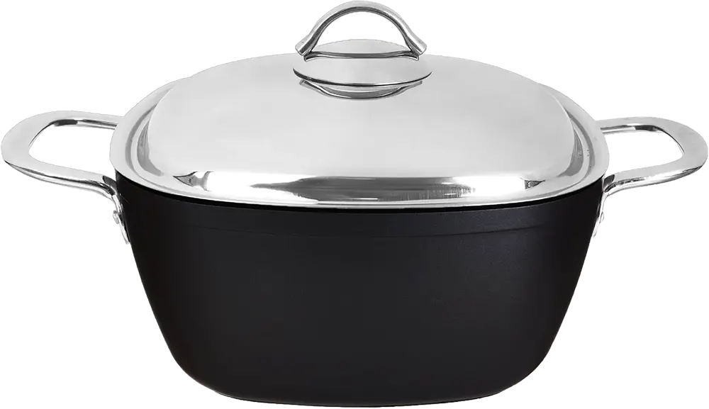 Saflon Titanium Cookware Set, 15-piece, Square Shape, Steel Handle, Black Color