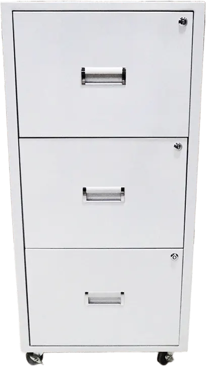 Shannon Metal Icon, 3 Drawers with 3 Keys, White
