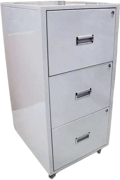 Shannon Metal Icon, 3 Drawers with 3 Keys, White