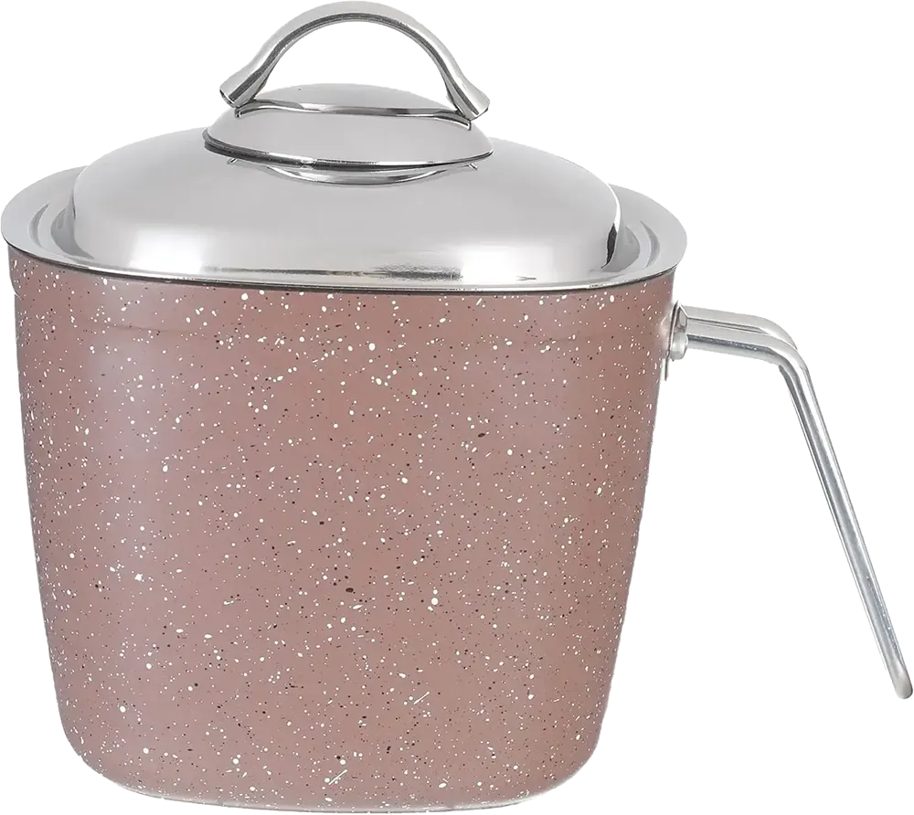 Saflon Granite Cookware Set, 13 Pieces, Round Shape, Stainless Steel Handles, Brown