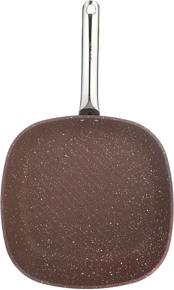 Saflon Granite Cookware Set, 13 Pieces, Round Shape, Stainless Steel Handles, Brown