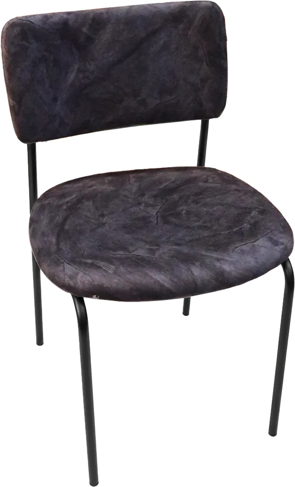 Metal frame chair, velvet fabric seat, gray