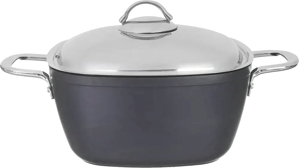 Saflon Titanium Cookware Set, 10-Piece, Square Shape, Stainless Steel Handles, Grey Color