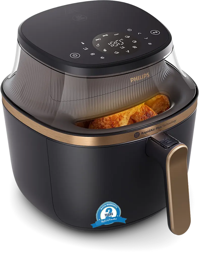 قلاية هوائية فيليبس، 1700 وات، 6.2 لتر، تحكم ديجيتال، 16 وظيفة، تقنية RapidAir Plus، أسود، NA332-00 (بضمان راية )