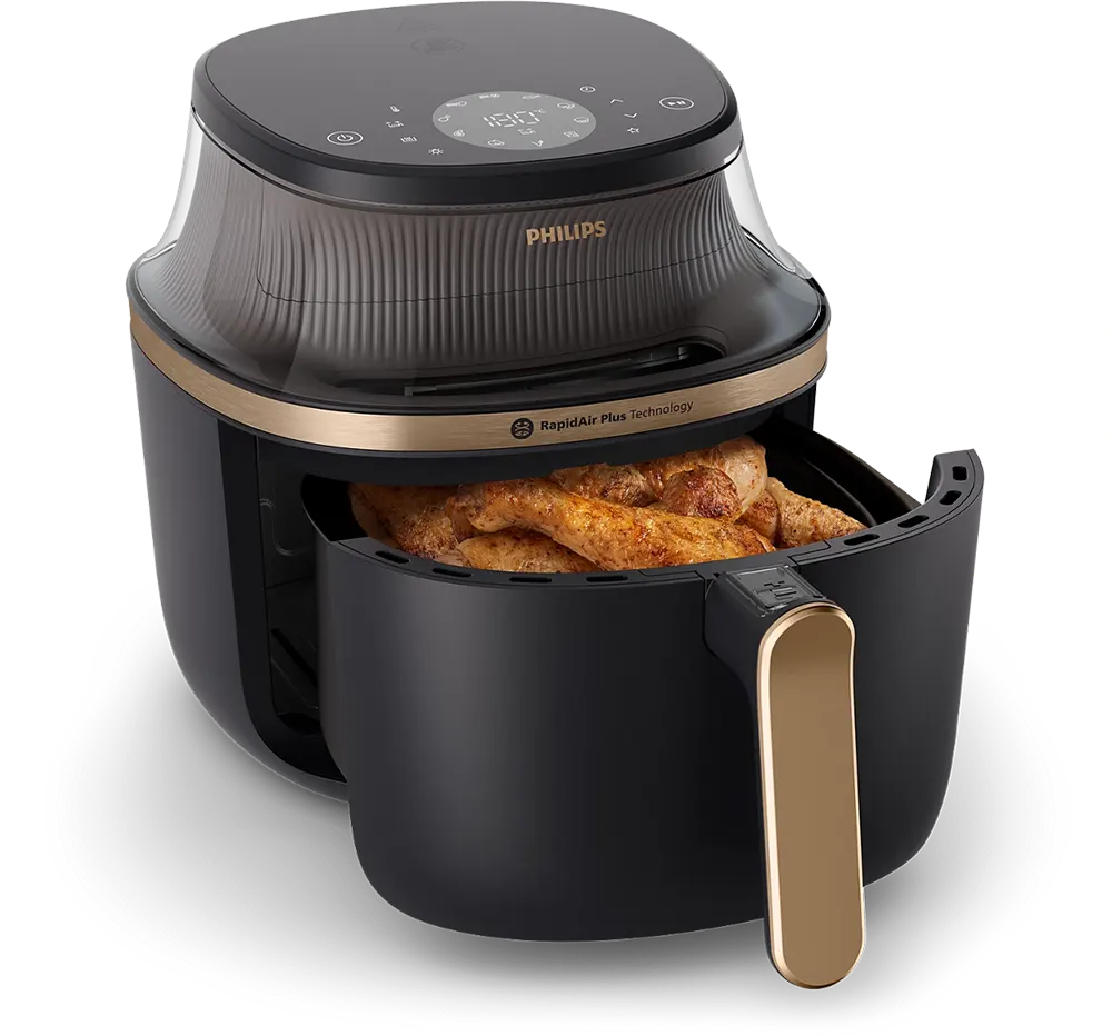 قلاية هوائية فيليبس، 1700 وات، 6.2 لتر، تحكم ديجيتال، 16 وظيفة، تقنية RapidAir Plus، أسود، NA332-00 (بضمان راية )