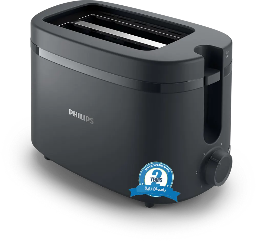Philips Toaster, 650 Watts, 6 Toast Settings, 2 Large Slices, Instant Stop Button, Black, HD2510-91 (includes flag)