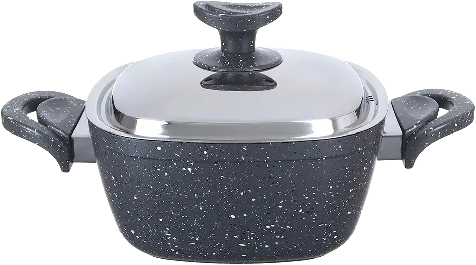 Saflon Granite Pot, Size 18, Square Shape, Gray