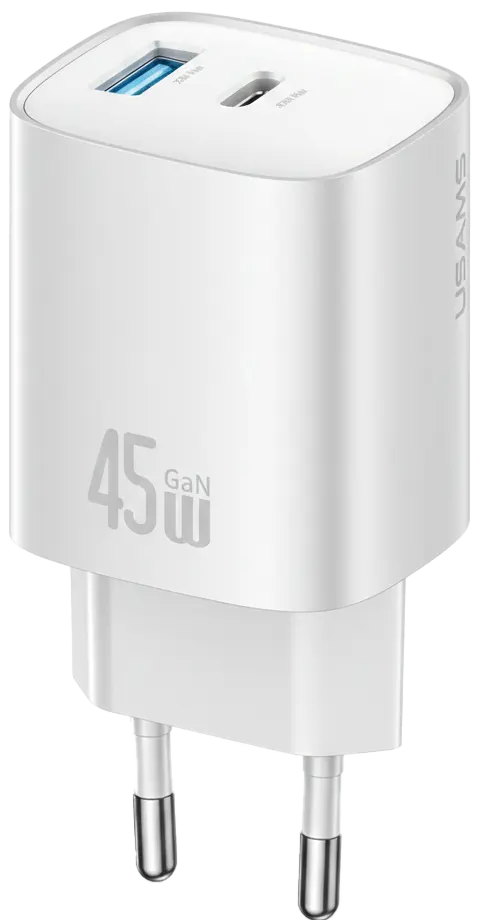 شاحن يوسامز السريع ، 45 وات ، ثنائي المنفذ ( Type-C ، Type- A ) ، فضي ، CC290TC03