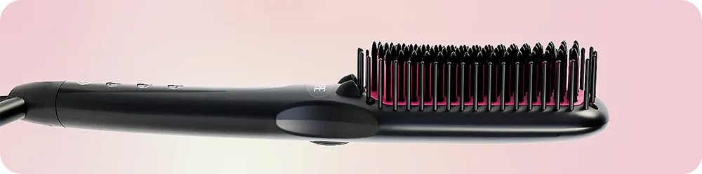 Cherry & Berry Electric Hair Straightening Brush, up to 230°, tourmaline ceramic bristles, dual ion generator, black