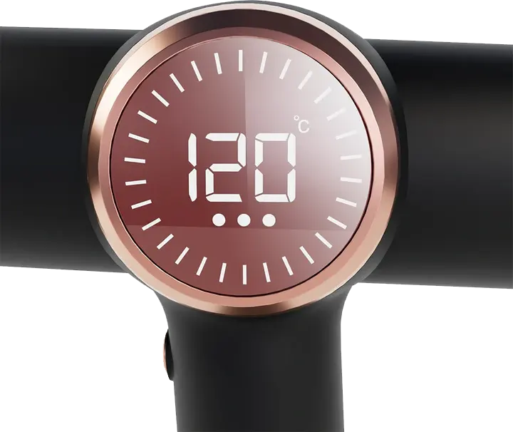 Cherry & Berry Sleek Blow Dryer, Digital Display, 3 Heat Settings up to 120°C, Multiple Attachments, Black