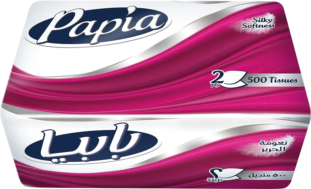 Papia Pull-Out Tissue Box, 2-Ply, 500 Tissues