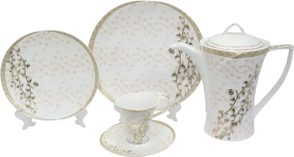 Infinity New Louver Round China Set, White In Gold, 124 Pieces