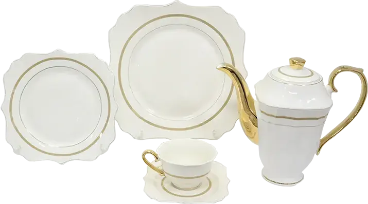 King Square Chinese Dinner Set, 111 Pieces, White, YFB04