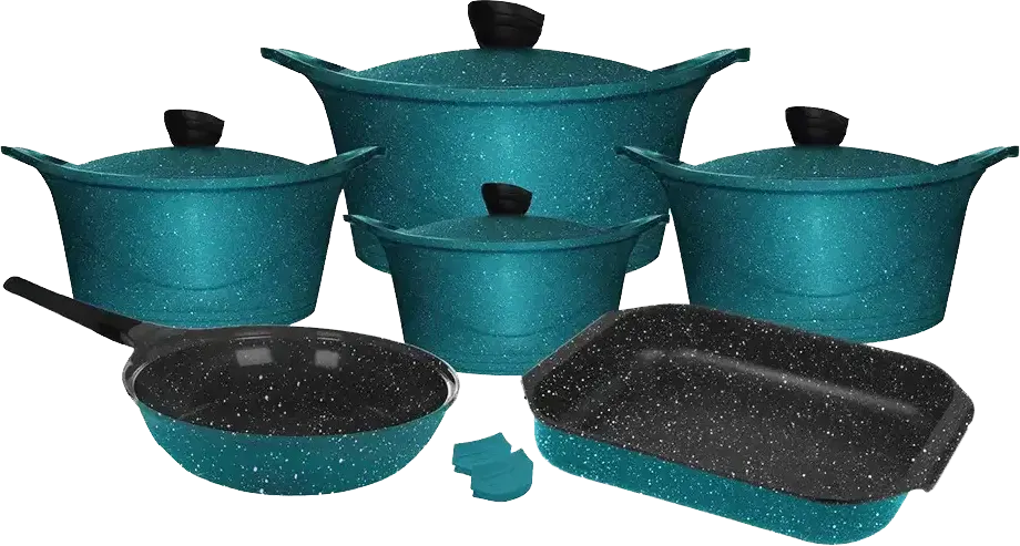 Glory Granite Cookware Set, 12 Pieces, Green