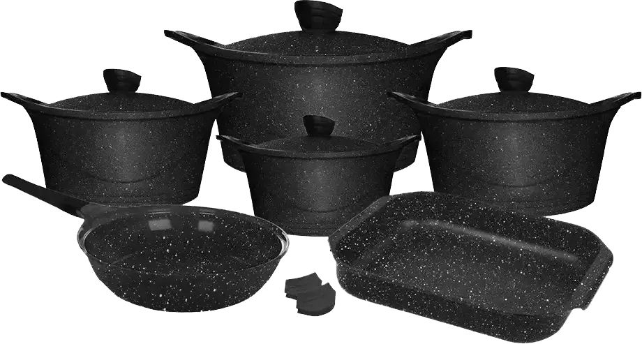 Glory Granite Cookware Set, 12 Pieces, Black