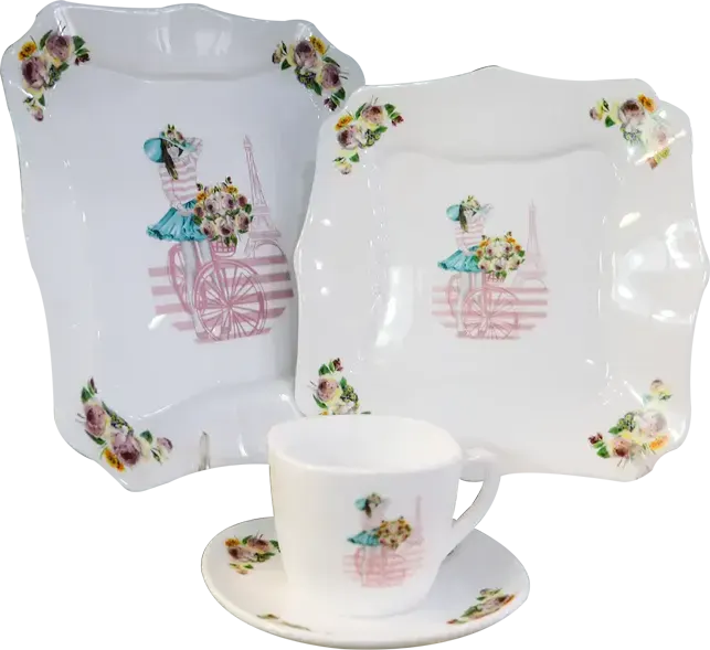 Arcopal Square Dinner Set, 58 Pieces, white