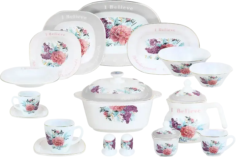 Arcopal Thai  Dinner Set, 58 Pieces, White