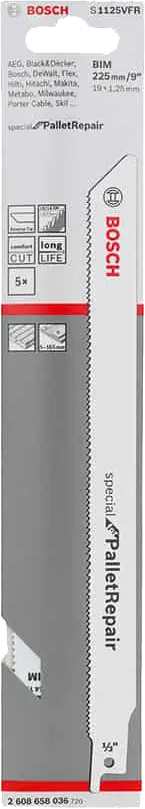 Bosch reciprocating saw blades for wood cutting, 5 pieces, 2 608 658 036