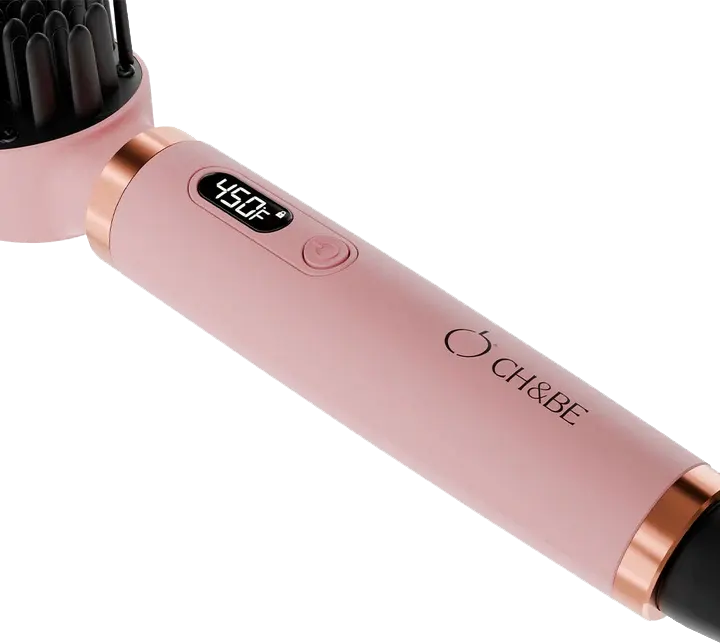 Cherry & Berry Smooth Brush Hair Straightening Brush, up to 450°F, Pink