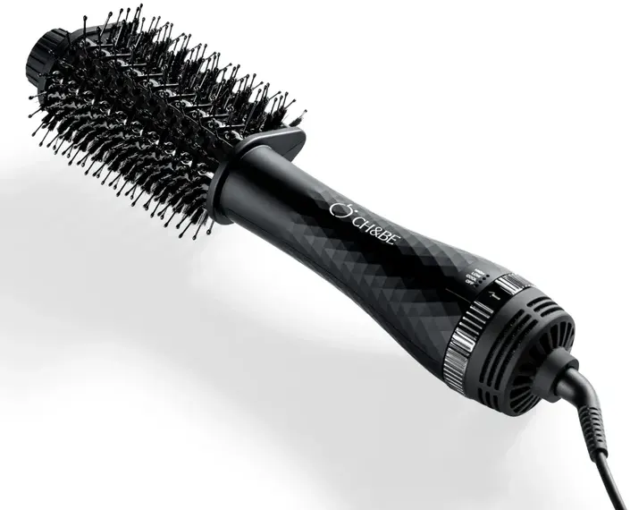 Cherry & Berry TRI DRY Thickening Brush, Double Charcoal & Nylon Bristles, 3 Heat Settings, Black