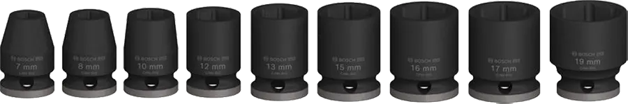 Bosch Professional Socket Set, 9 Pieces, 19-7mm, 2 608 003 036