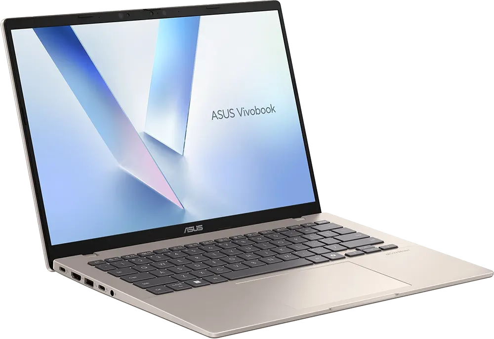 ASUS Vivobook 14 X1407QA-LY045W Laptop, Snapdragon X X1 26 100, 16GB RAM, 512GB SSD Hard Disk, 14.0 Inch WUXGA Display, Integrated Qualcomm Adreno Graphics Card, Windows 11 Home, Platinum Gold