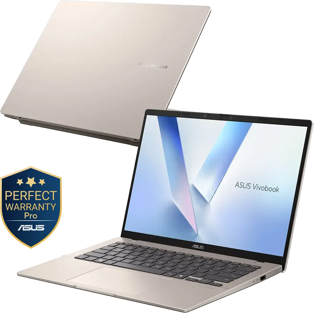 ASUS Vivobook 14 X1407QA-LY045W Laptop, Snapdragon X X1 26 100, 16GB RAM, 512GB SSD Hard Disk, 14.0 Inch WUXGA Display, Integrated Qualcomm Adreno Graphics Card, Windows 11 Home, Platinum Gold