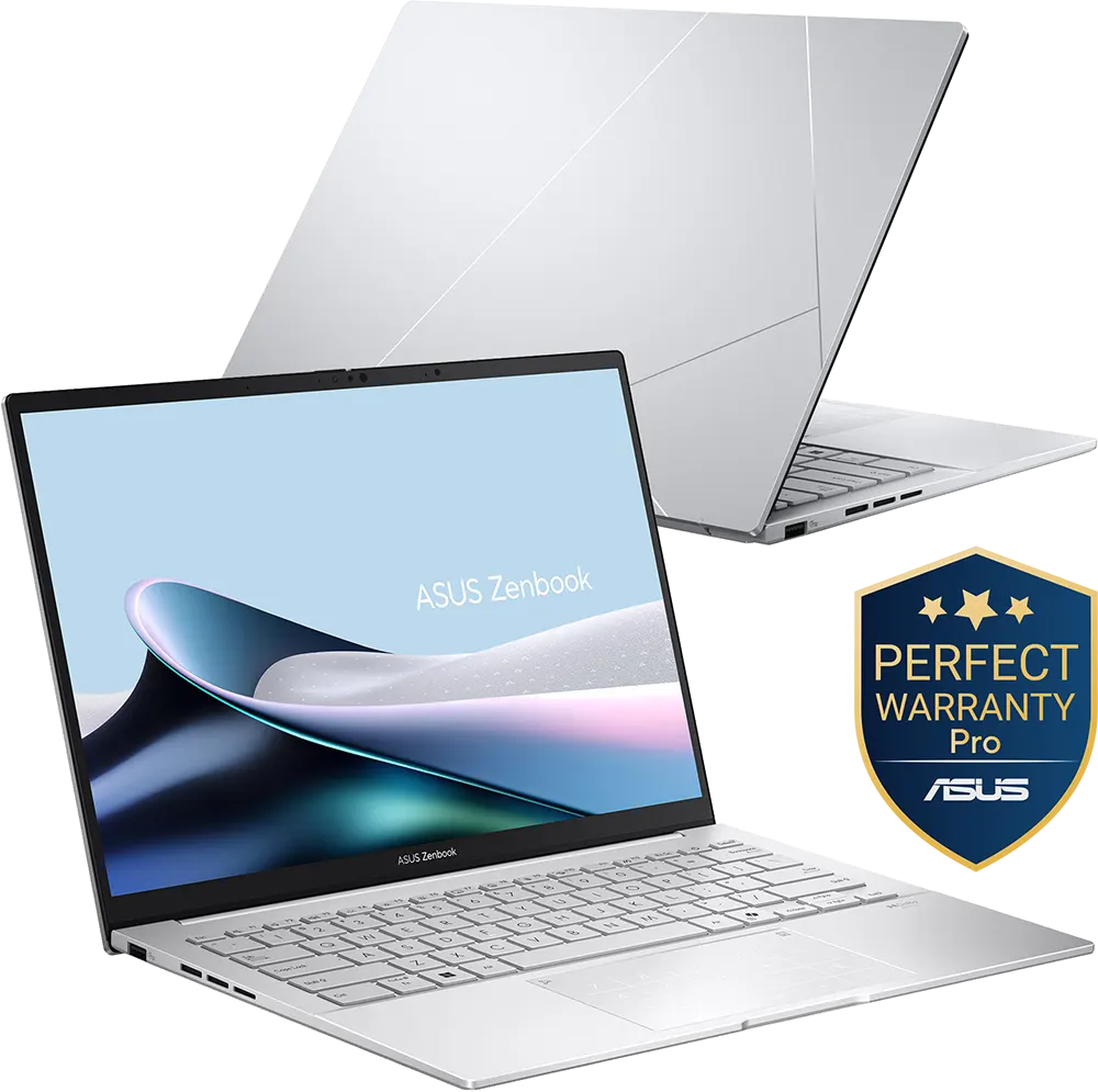 Laptop Asus Zenbook 14 OLED UX3405CA-PZ009W Intel Core Ultra 9-285H, 32GB RAM, 1TB SSD Hard Disk, Intel® Arc™ Graphics Integrated Graphics Card , 14.0" OLED Display, Windows 11 Home, Foggy Silver
