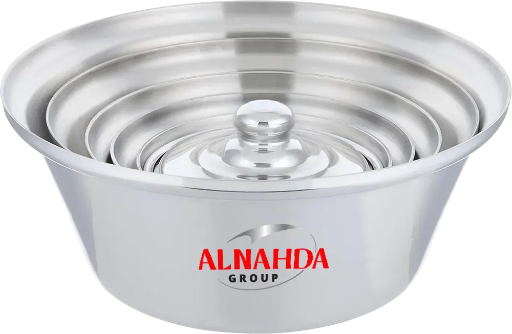 Al Nahda Top 5-Piece Aluminum Shawarma Cookware Set, Silver Color