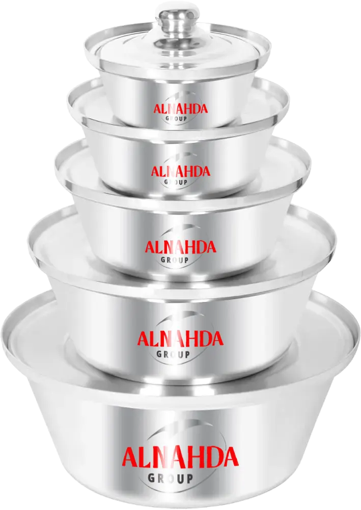Al Nahda Top 5-Piece Aluminum Shawarma Cookware Set, Silver Color