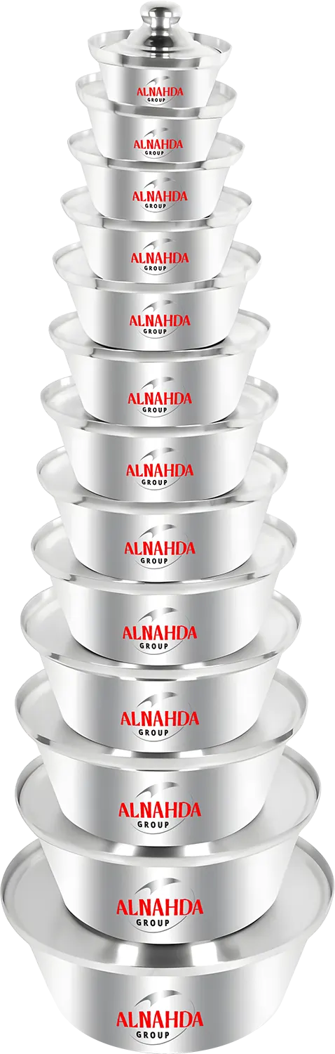 طقم حلل شاورمة ألومونيوم النهضة توب 13 حلل بالغطاء ( 26 قطع) ، لون فضي