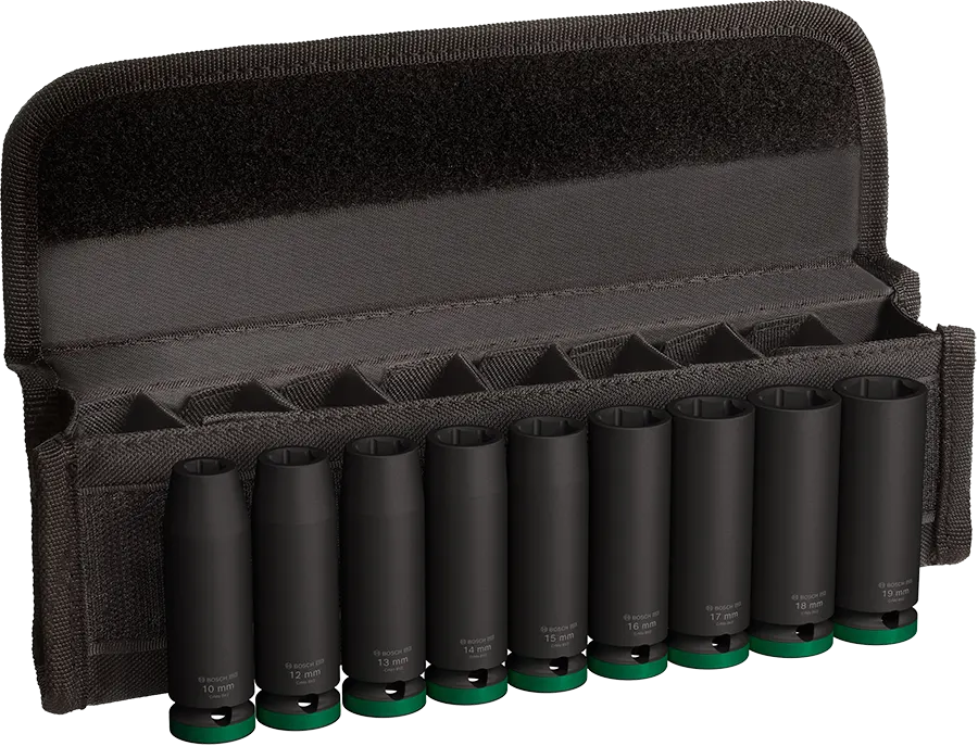 Bosch Deep Impact Socket Set, 19-10 mm, 9 pieces, 2 608 003 039