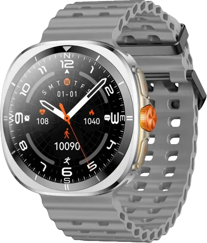 ساعة ريتشي الذكية، بلوتوث 5.2، شاشة لمس أموليد 1.43 بوصة، حزام فضي أضافي، مقاومة للماء، بطارية 300 مللي أمبير، أسود، RA40