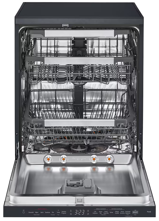 غسالة أطباق ال جي QuadWash ، مقاس 60 سم ،  14 فرد ، 10 برامج ، شاشة ديجيتال ، تكنولوجيا الأنفرتر ، أسود ، DFC287HMS