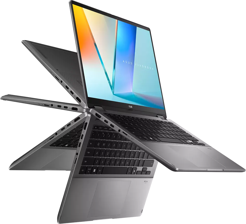 Asus VivoBook Flip 14 TP3407SA-QL039W Laptop, Intel® Core™ Ultra 7 256V, 16GB RAM, 512GB SSD, Intel® Arc™ Graphics, 14 Inch WUXGA Display, Windows 11 Home, Matte Gray