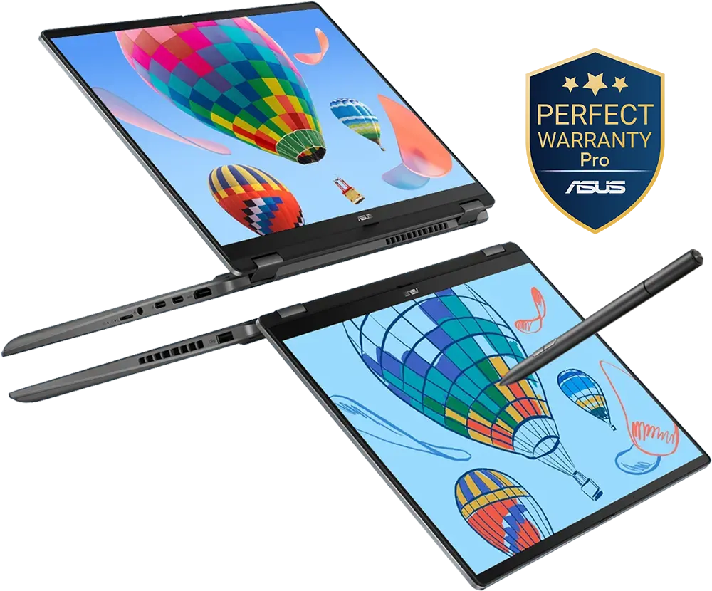 Asus VivoBook Flip 14 TP3407SA-QL039W Laptop, Intel® Core™ Ultra 7 256V, 16GB RAM, 512GB SSD, Intel® Arc™ Graphics, 14 Inch WUXGA Display, Windows 11 Home, Matte Gray