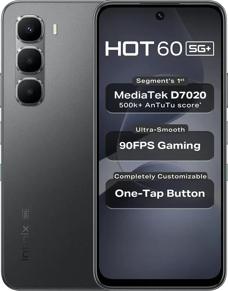 Infinix Hot 60 Dual SIM Mobile, 128GB Internal Memory, 6GB RAM, 5G, Sleek Black