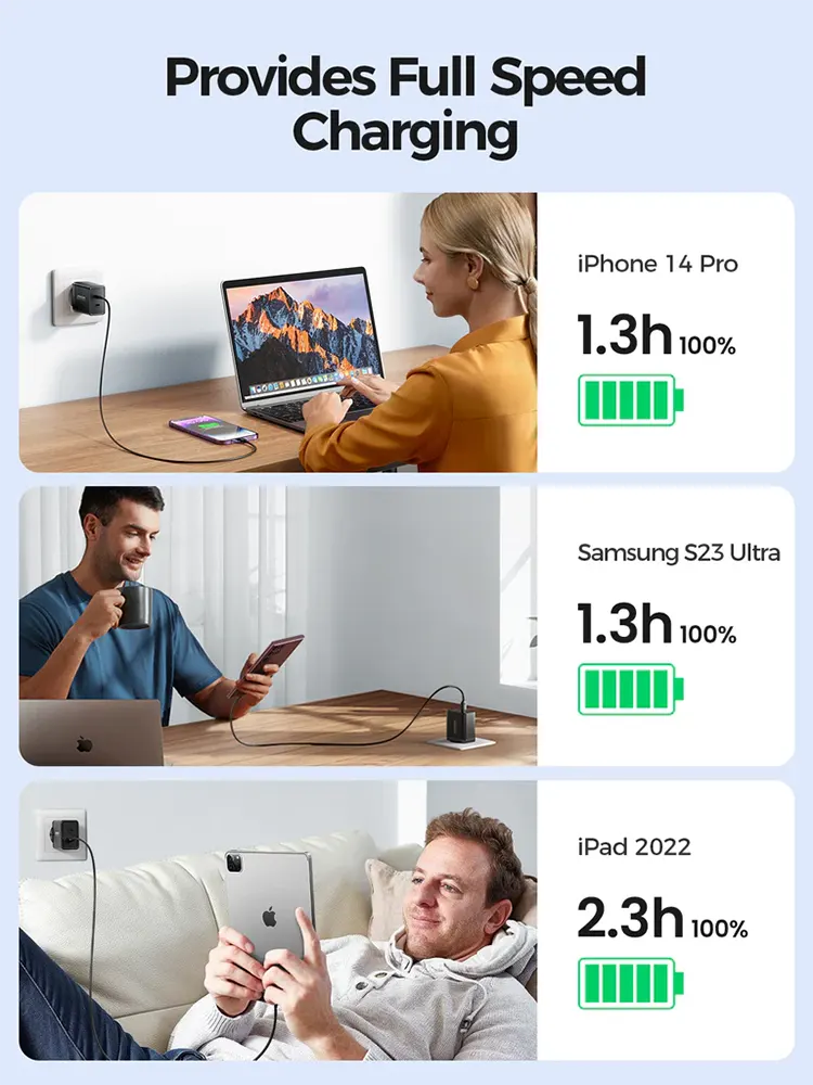 شاحن جوي روم سريع، 40 وات، منفذين Type-c، أسود، JR-TCF09