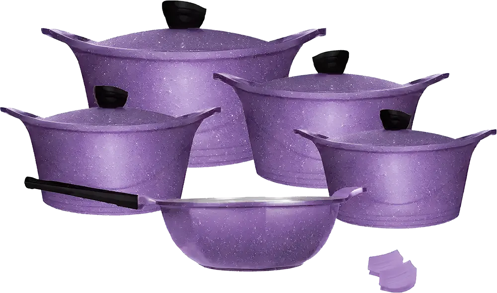 طقم حلل جرانيت جلورى لوكس + مقلاية، 11 قطعة، بنفسجي