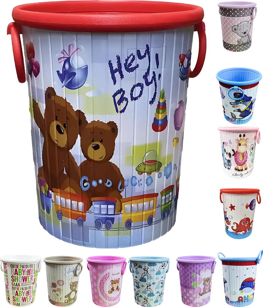 El Watania Karma Plastic Trash Can, with two handles, multiple colors