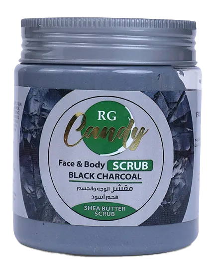مقشر الوجه والجسم بالفحم الاسود من ار جي كاندى، 200 مل