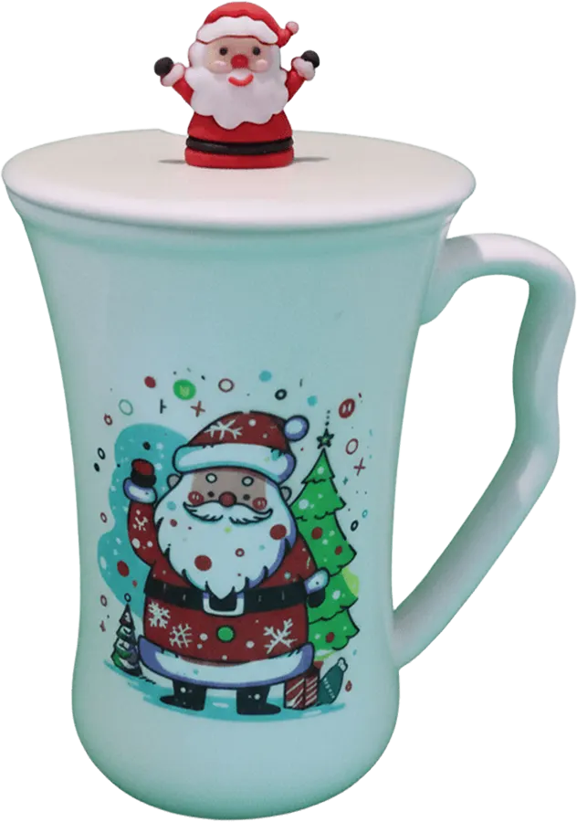 Christmas mug with lid, white, 9740-72