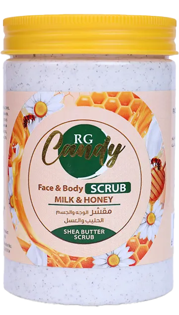 مقشر الوجه والجسم بالحليب والعسل من ار جي كاندى، 450 مل