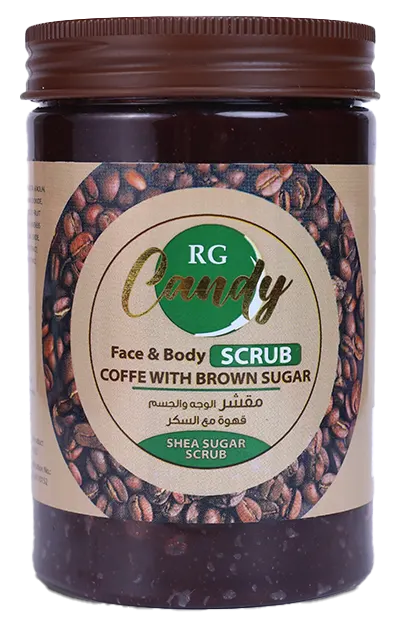 مقشر الوجه والجسم بالقهوه مع السكر من ار جي كاندى، 450 مل