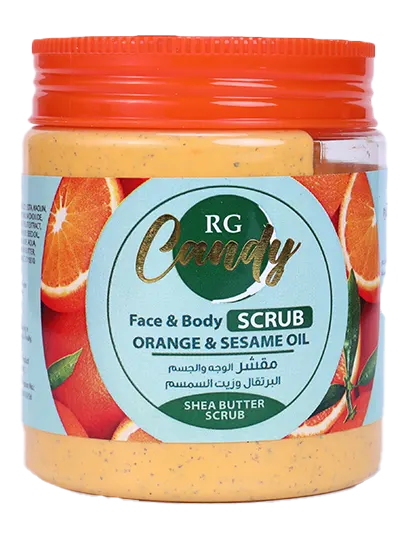 مقشر الوجه والجسم بالبرتقال وزيت السمسم من ار جي كاندى، 450 مل